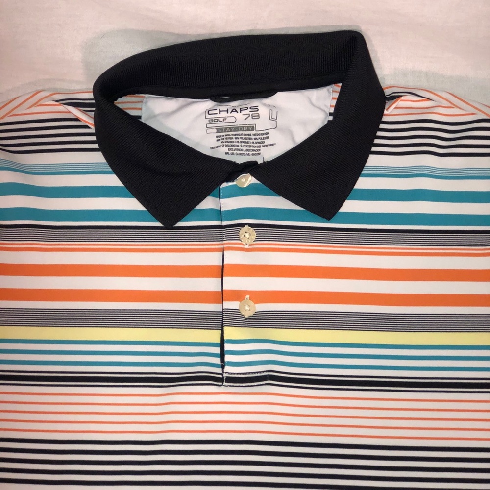 Men’s Chaps Golf Striped SS Polo Shirt Size Large - Picture 2 of 6